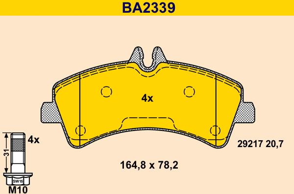 Barum BA2339 - Bremžu uzliku kompl., Disku bremzes ps1.lv