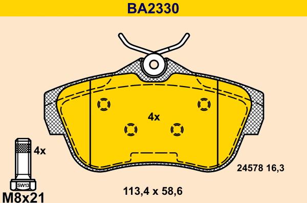 Barum BA2330 - Bremžu uzliku kompl., Disku bremzes ps1.lv