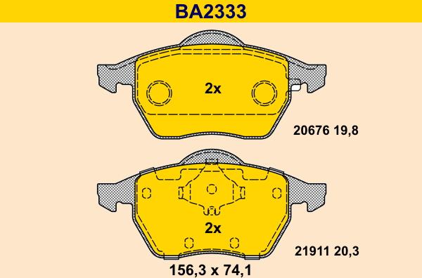 Barum BA2333 - Bremžu uzliku kompl., Disku bremzes ps1.lv