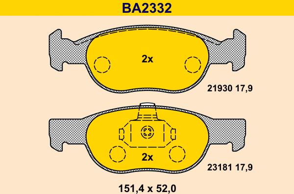 Barum BA2332 - Bremžu uzliku kompl., Disku bremzes ps1.lv