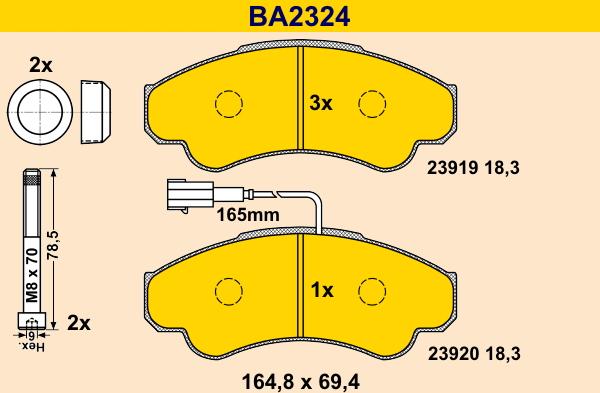 Barum BA2324 - Bremžu uzliku kompl., Disku bremzes ps1.lv