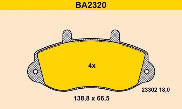 Barum BA2320 - Bremžu uzliku kompl., Disku bremzes ps1.lv