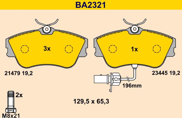 Barum BA2321 - Bremžu uzliku kompl., Disku bremzes ps1.lv