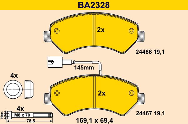 Barum BA2328 - Bremžu uzliku kompl., Disku bremzes ps1.lv