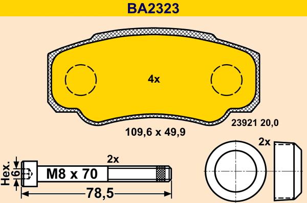 Barum BA2323 - Bremžu uzliku kompl., Disku bremzes ps1.lv