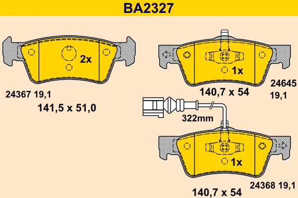 Barum BA2327 - Bremžu uzliku kompl., Disku bremzes ps1.lv