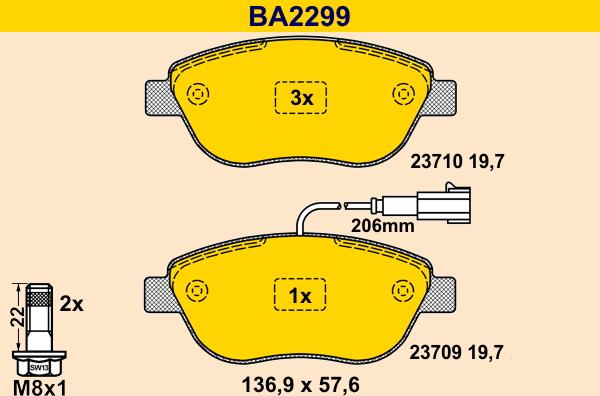 Barum BA2299 - Bremžu uzliku kompl., Disku bremzes ps1.lv