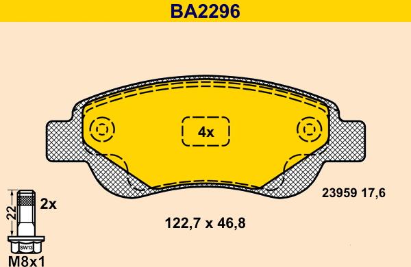 Barum BA2296 - Bremžu uzliku kompl., Disku bremzes ps1.lv