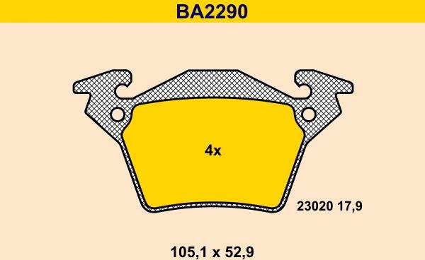 Barum BA2290 - Bremžu uzliku kompl., Disku bremzes ps1.lv