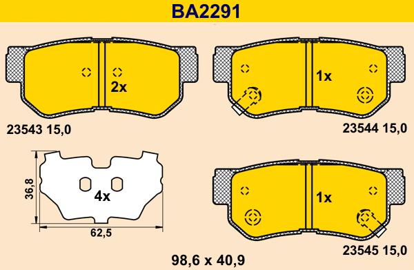 Barum BA2291 - Bremžu uzliku kompl., Disku bremzes ps1.lv