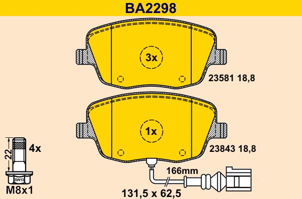 Barum BA2298 - Bremžu uzliku kompl., Disku bremzes ps1.lv