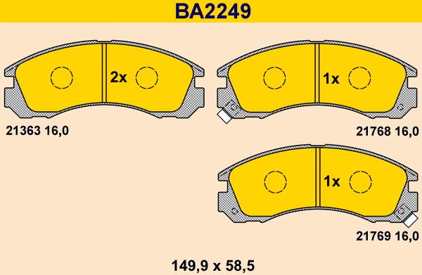 Barum BA2249 - Bremžu uzliku kompl., Disku bremzes ps1.lv