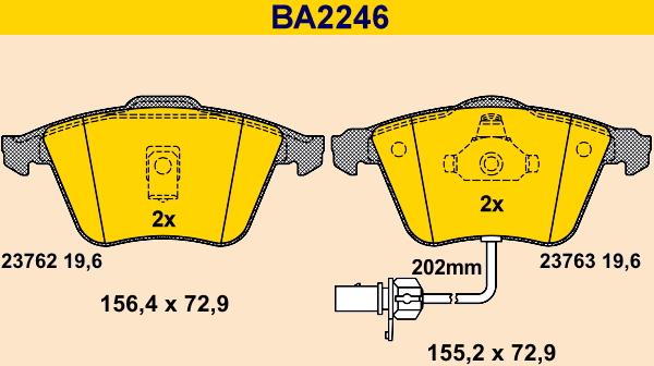 Barum BA2246 - Bremžu uzliku kompl., Disku bremzes ps1.lv