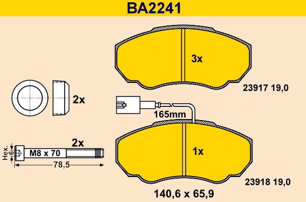 Barum BA2241 - Bremžu uzliku kompl., Disku bremzes ps1.lv