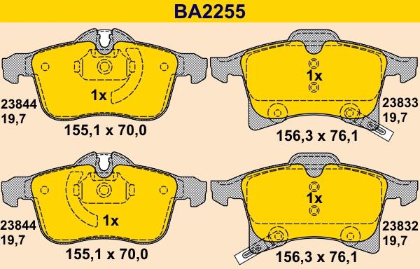 Barum BA2255 - Bremžu uzliku kompl., Disku bremzes ps1.lv