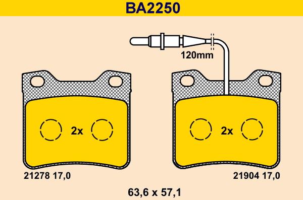 Barum BA2250 - Bremžu uzliku kompl., Disku bremzes ps1.lv