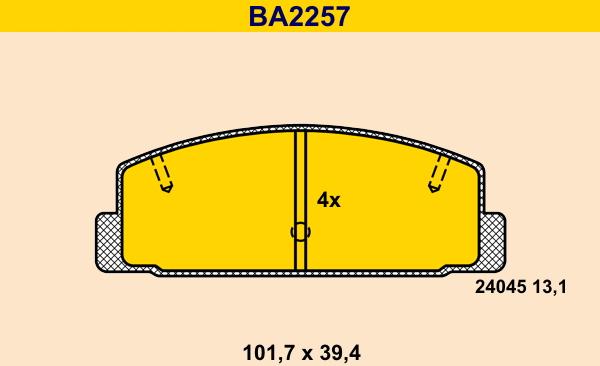 Barum BA2257 - Bremžu uzliku kompl., Disku bremzes ps1.lv