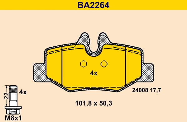 Barum BA2264 - Bremžu uzliku kompl., Disku bremzes ps1.lv