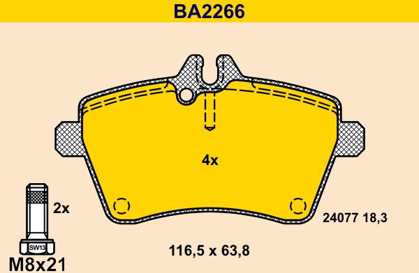 Barum BA2266 - Bremžu uzliku kompl., Disku bremzes ps1.lv