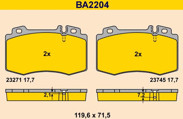 Barum BA2204 - Bremžu uzliku kompl., Disku bremzes ps1.lv