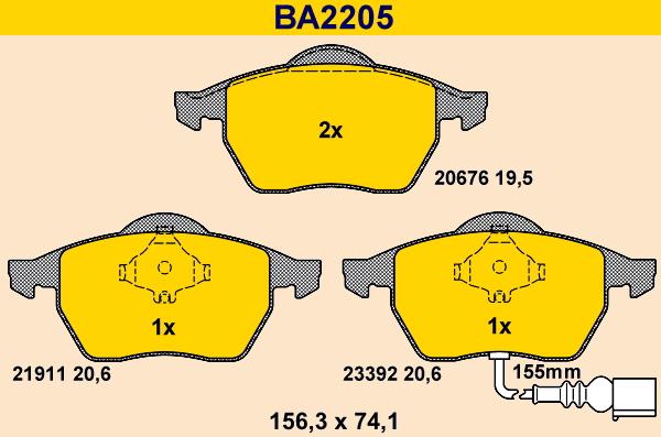 Barum BA2205 - Bremžu uzliku kompl., Disku bremzes ps1.lv