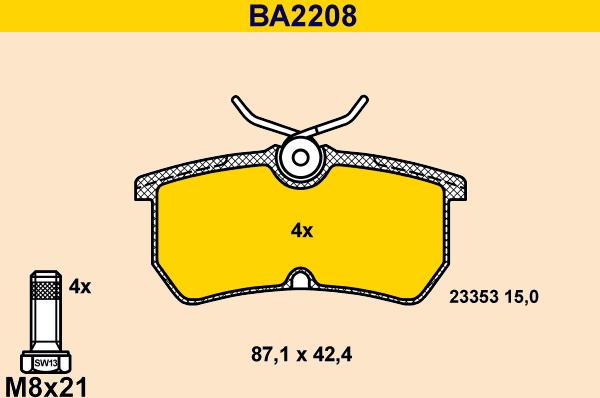 Barum BA2208 - Bremžu uzliku kompl., Disku bremzes ps1.lv