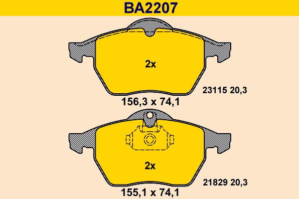 Barum BA2207 - Bremžu uzliku kompl., Disku bremzes ps1.lv