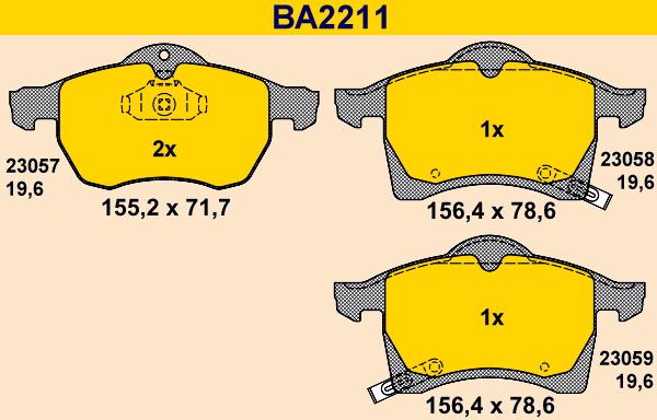 Barum BA2211 - Bremžu uzliku kompl., Disku bremzes ps1.lv