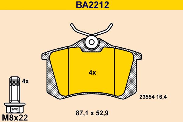 Barum BA2212 - Bremžu uzliku kompl., Disku bremzes ps1.lv