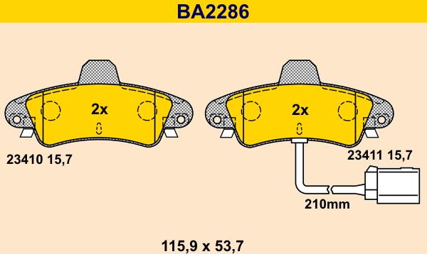 Barum BA2286 - Bremžu uzliku kompl., Disku bremzes ps1.lv