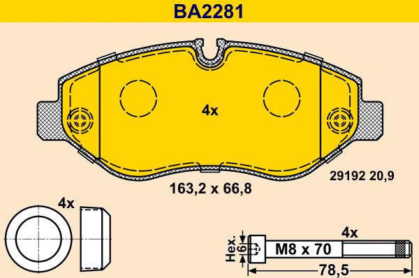 Barum BA2281 - Bremžu uzliku kompl., Disku bremzes ps1.lv