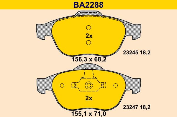 Barum BA2288 - Bremžu uzliku kompl., Disku bremzes ps1.lv