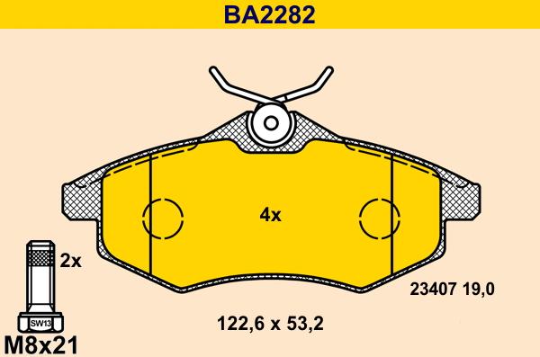 Barum BA2282 - Bremžu uzliku kompl., Disku bremzes ps1.lv