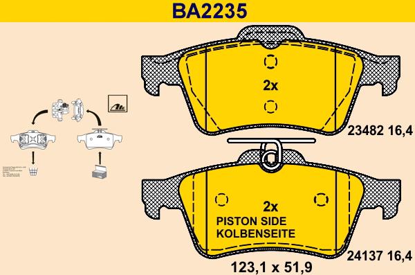 Barum BA2235 - Bremžu uzliku kompl., Disku bremzes ps1.lv