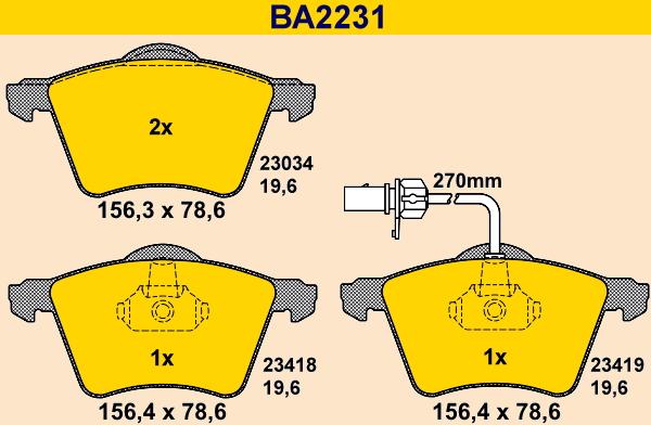 Barum BA2231 - Bremžu uzliku kompl., Disku bremzes ps1.lv