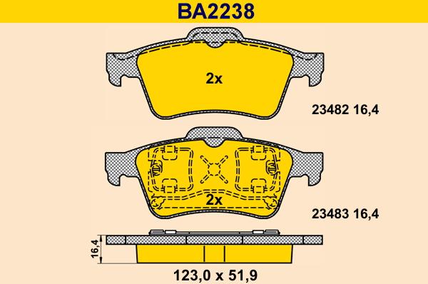 Barum BA2238 - Bremžu uzliku kompl., Disku bremzes ps1.lv