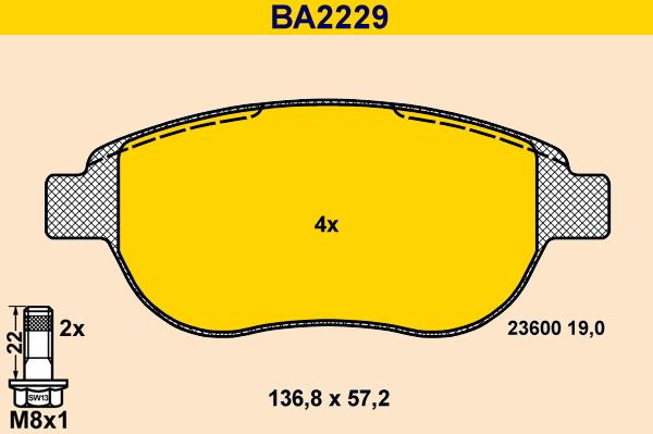 Barum BA2229 - Bremžu uzliku kompl., Disku bremzes ps1.lv