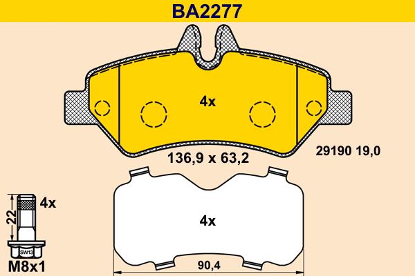 Barum BA2277 - Bremžu uzliku kompl., Disku bremzes ps1.lv