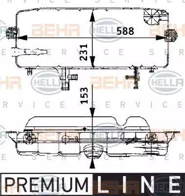 BEHR HELLA Service 8MA 376 705-301 - Kompensācijas tvertne, Dzesēšanas šķidrums ps1.lv