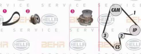 BEHR HELLA Service 8MP 376 805-891 - Ūdenssūknis + Zobsiksnas komplekts ps1.lv