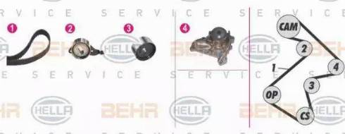 BEHR HELLA Service 8MP 376 808-821 - Ūdenssūknis + Zobsiksnas komplekts ps1.lv