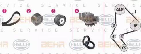 BEHR HELLA Service 8MP 376 814-881 - Ūdenssūknis + Zobsiksnas komplekts ps1.lv