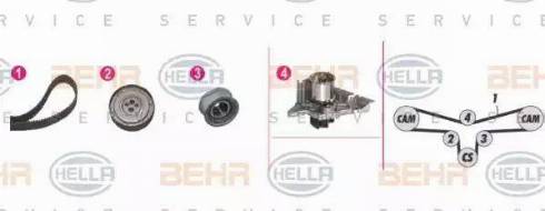 BEHR HELLA Service 8MP 376 810-811 - Ūdenssūknis + Zobsiksnas komplekts ps1.lv