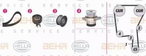 BEHR HELLA Service 8MP 376 813-891 - Ūdenssūknis + Zobsiksnas komplekts ps1.lv