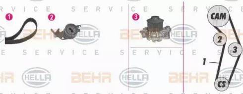 BEHR HELLA Service 8MP 376 813-841 - Ūdenssūknis + Zobsiksnas komplekts ps1.lv