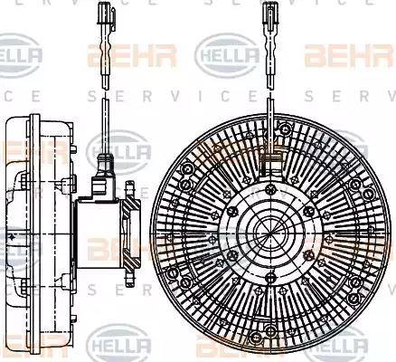 BEHR HELLA Service 8MV 376 907-251 - Sajūgs, Radiatora ventilators ps1.lv