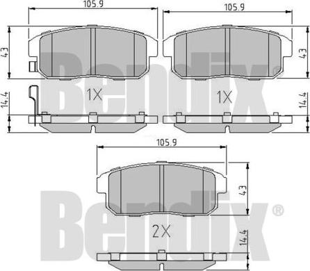 BENDIX 510652 - Bremžu uzliku kompl., Disku bremzes ps1.lv