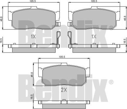 BENDIX 510612 - Bremžu uzliku kompl., Disku bremzes ps1.lv