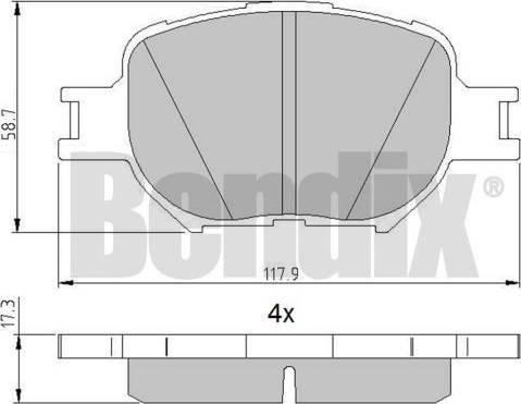 BENDIX 510845 - Bremžu uzliku kompl., Disku bremzes ps1.lv