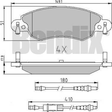 BENDIX 510841 - Bremžu uzliku kompl., Disku bremzes ps1.lv